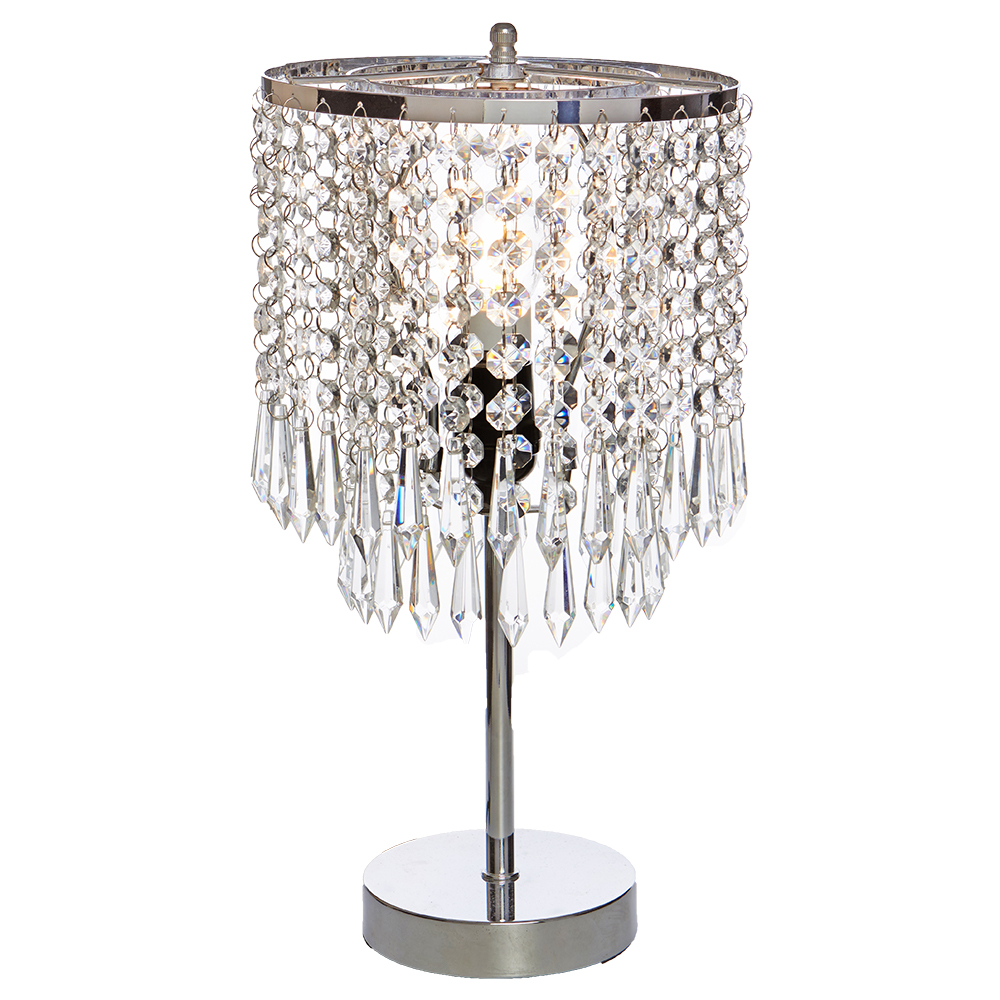 Elegant Decorative Chrome Living Room Bedside Crystal Table Lamp,Desk Lamp with Crystal Shade for Bedroom Living Room Coffee